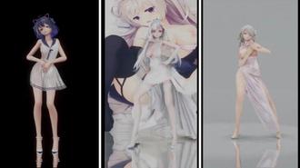 MMD三巨乳辣妹轮番被狂插猛干，骚穴内射潮吹喷白浆 3D